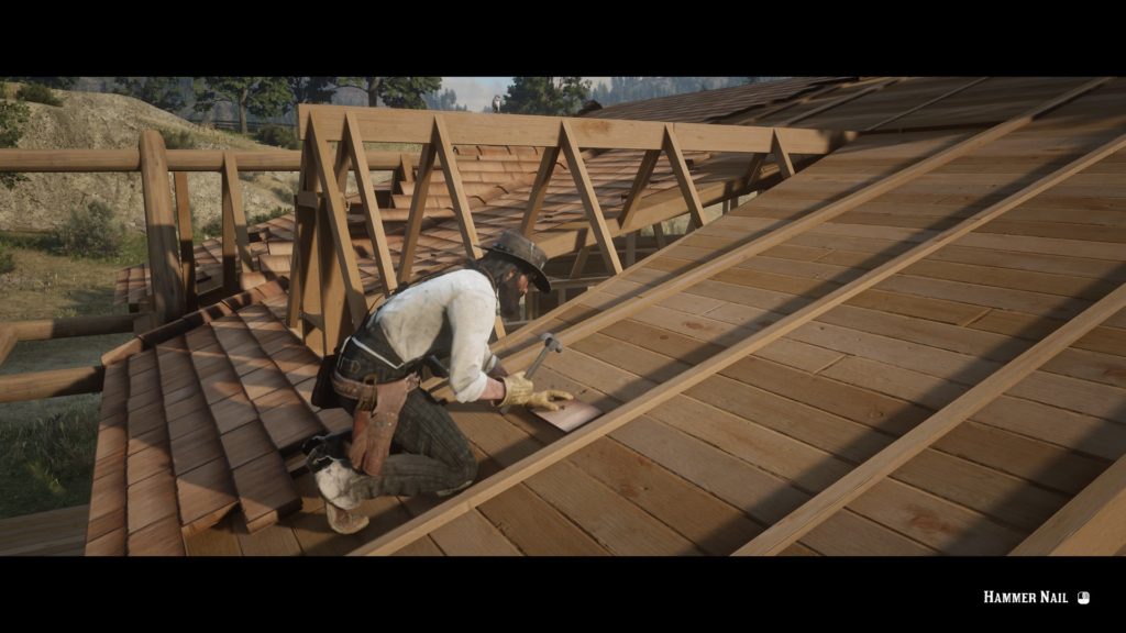 John Marston builds a house.